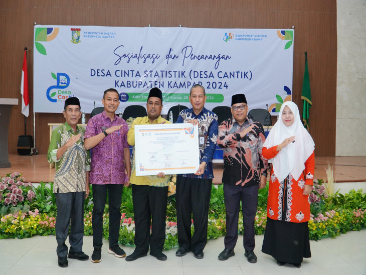 Wakili Pj Bupati Kampar, Suhermi Asisten II Buka Secara Resmi Sosialisasi dan Pencanangan Desa Cinta Statistik (Desa Cantik) Kabupaten Kampar Tahun 2024.